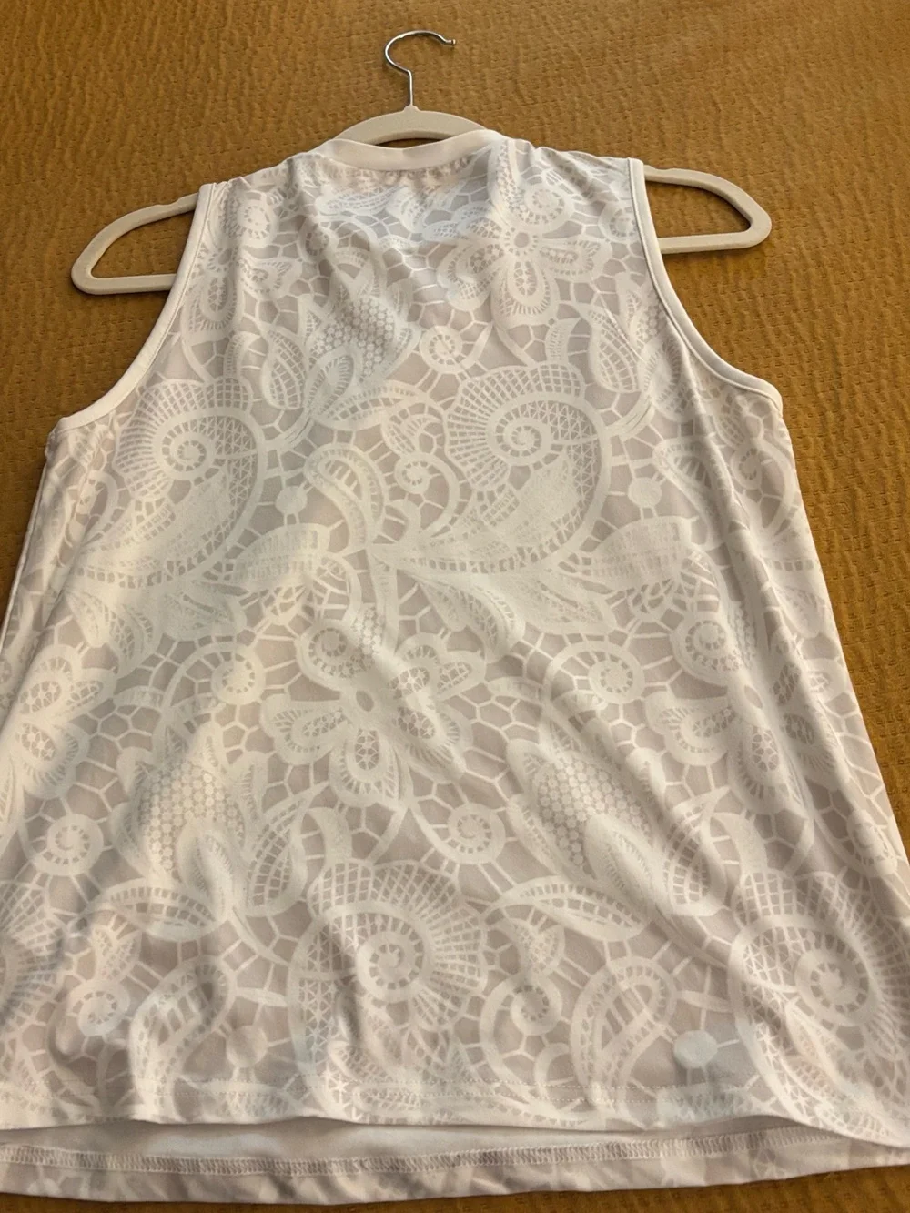 SHEIN White Lace Overlay Patterned Tank Top